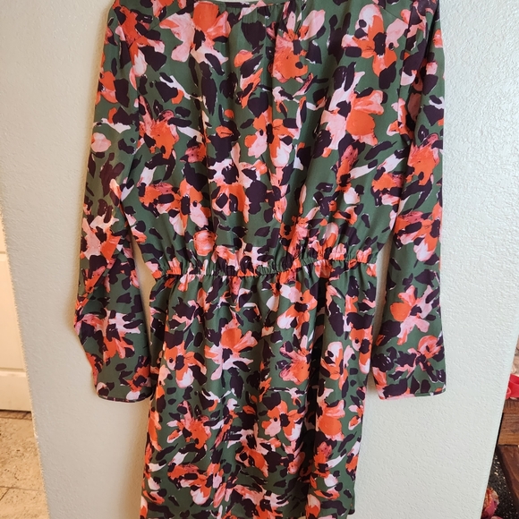 J. Crew Green Floral Long Sleeve Dress Size 8 - Picture 5 of 5